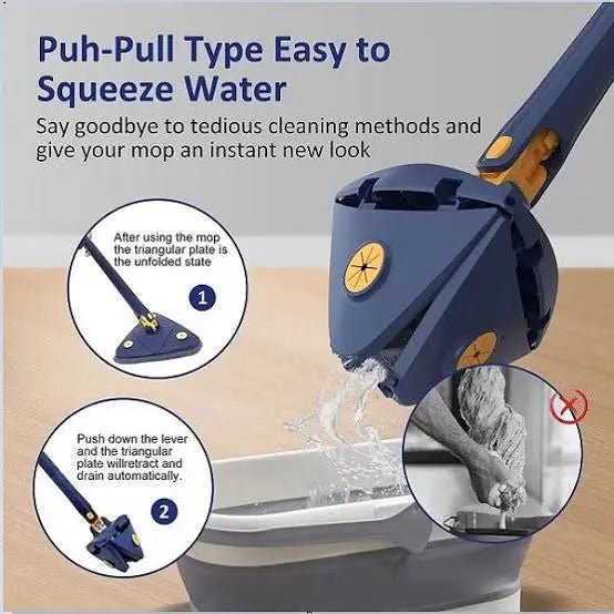 Multipurpose 360° Triangle Mop – Twist, Squeeze & Clean Every Corner